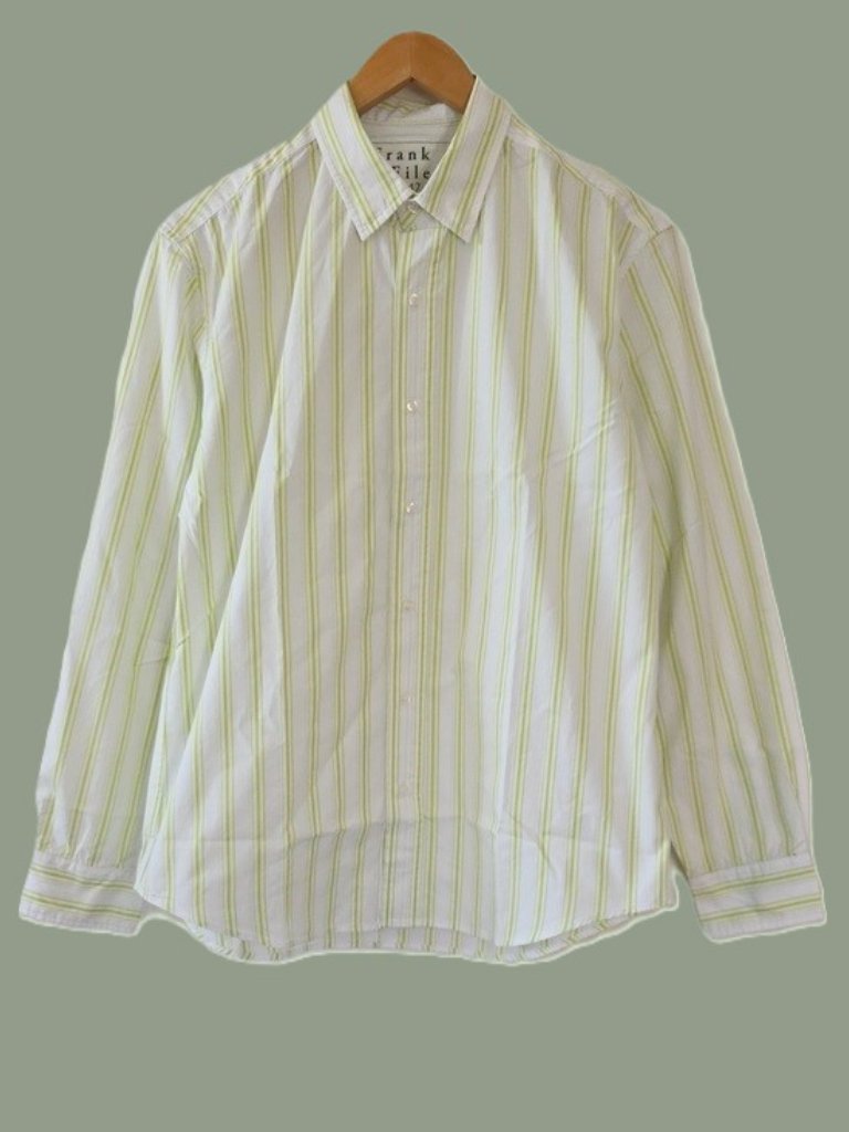 Nwot $258 Frank & Eileen Finbar Button Up Cotton Poplin Striped Wht Shirt Size L